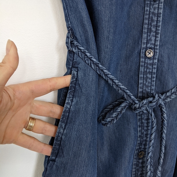 Jordache Denim Shirt Dress size S, Denim Braid Belt, Button Front - Picture 8 of 13
